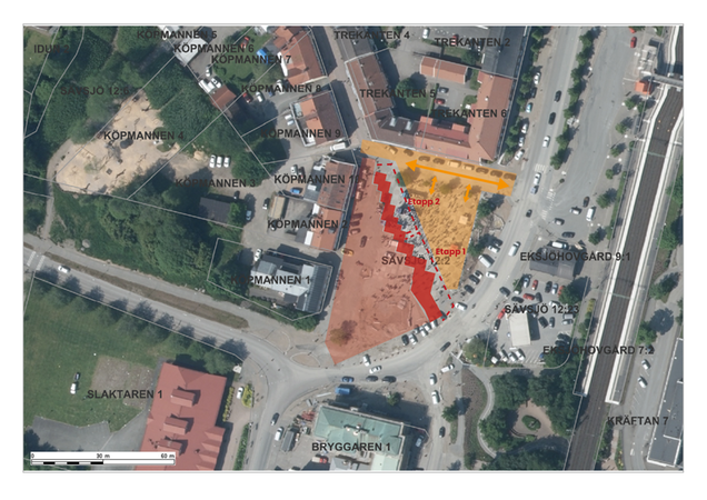 Skiss där stråket på torget visas